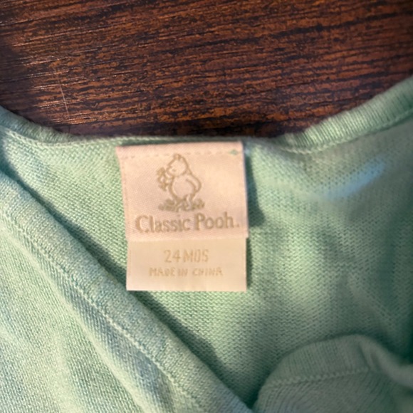 Vintage Mint‎ Green Winnie the Pooh Disney Embroidered Cardigan (Girls 24M) - Picture 6 of 6